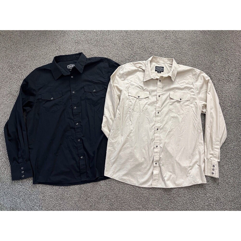 Gibson Trading Co Shirt Set Of 2 Pearl Snap Western Rodeo Sz 2XL Black Beige